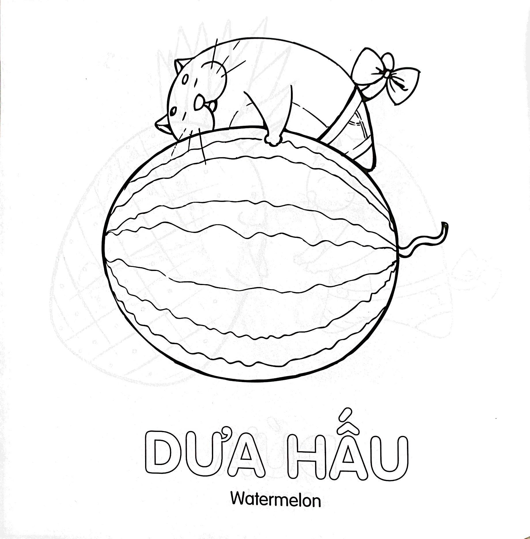 Tô Màu Cùng Mèo Thông Thái - Song Ngữ Việt-Anh - Trái Cây (Dành Cho Trẻ Từ 3-5 Tuổi)