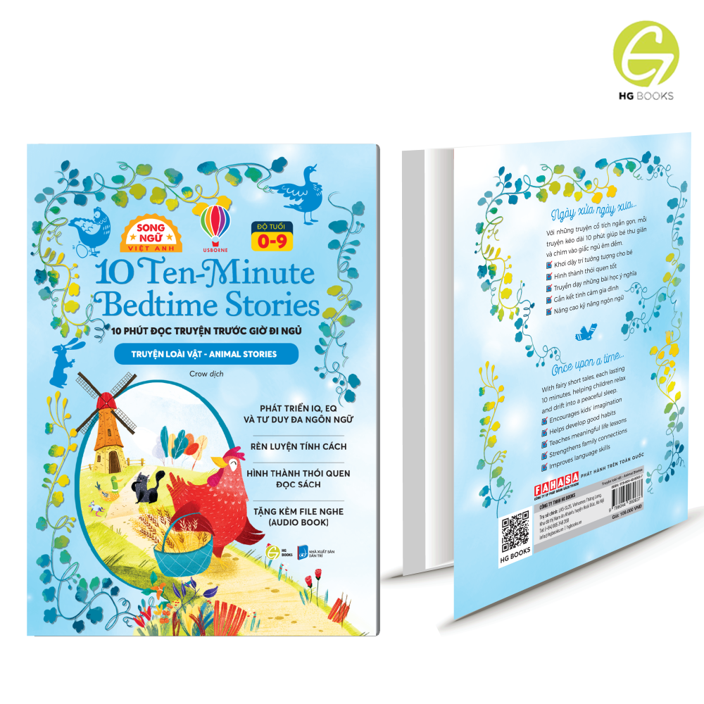 Sách Song Ngữ - 10 phút đọc truyện trước giờ đi ngủ: Truyện loài vật - Giúp Bé Phát Triển IQ và EQ