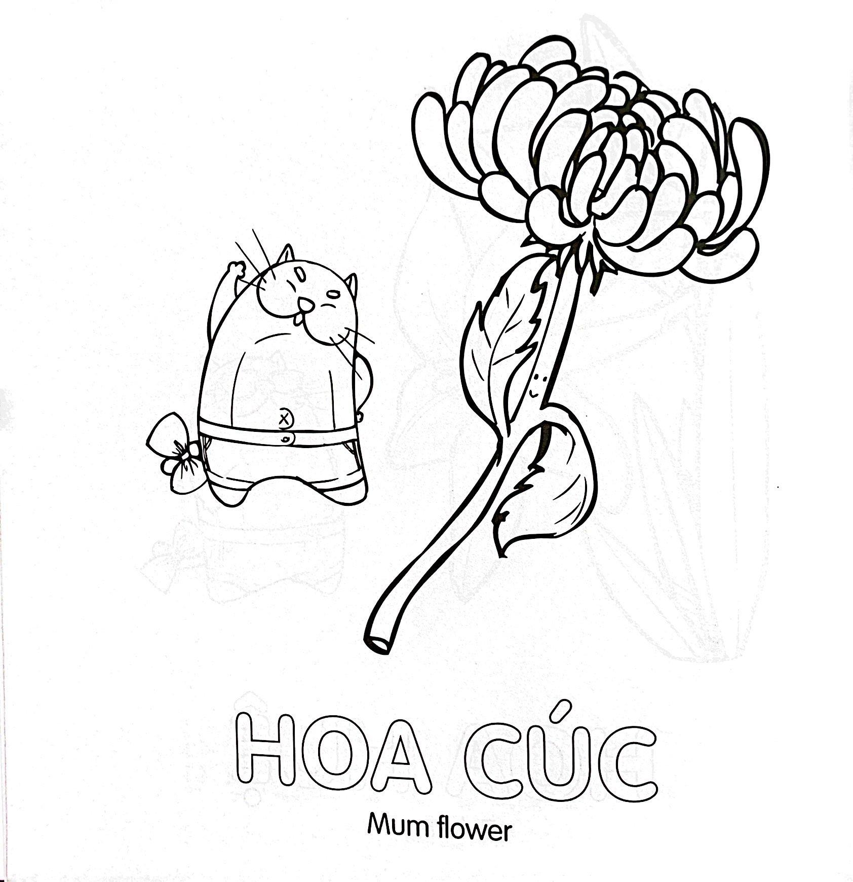 Tô Màu Cùng Mèo Thông Thái - Song Ngữ Việt-Anh - Hoa (Dành Cho Trẻ Từ 3-5 Tuổi)