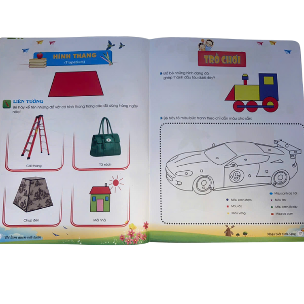 Sách Nhận Biết Hình Dạng Bé Làm Quen Với Toán 3-6 Tuổi Trò Chơi Liên Tưởng