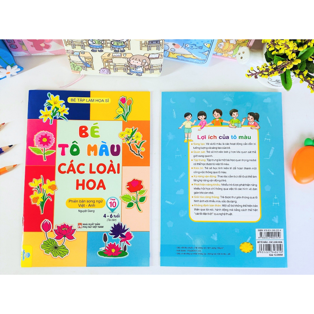 Sách - Bộ 9 cuốn Bé tập làm họa sĩ - Bé tô màu (Song ngữ Anh VIết) - ndbooks
