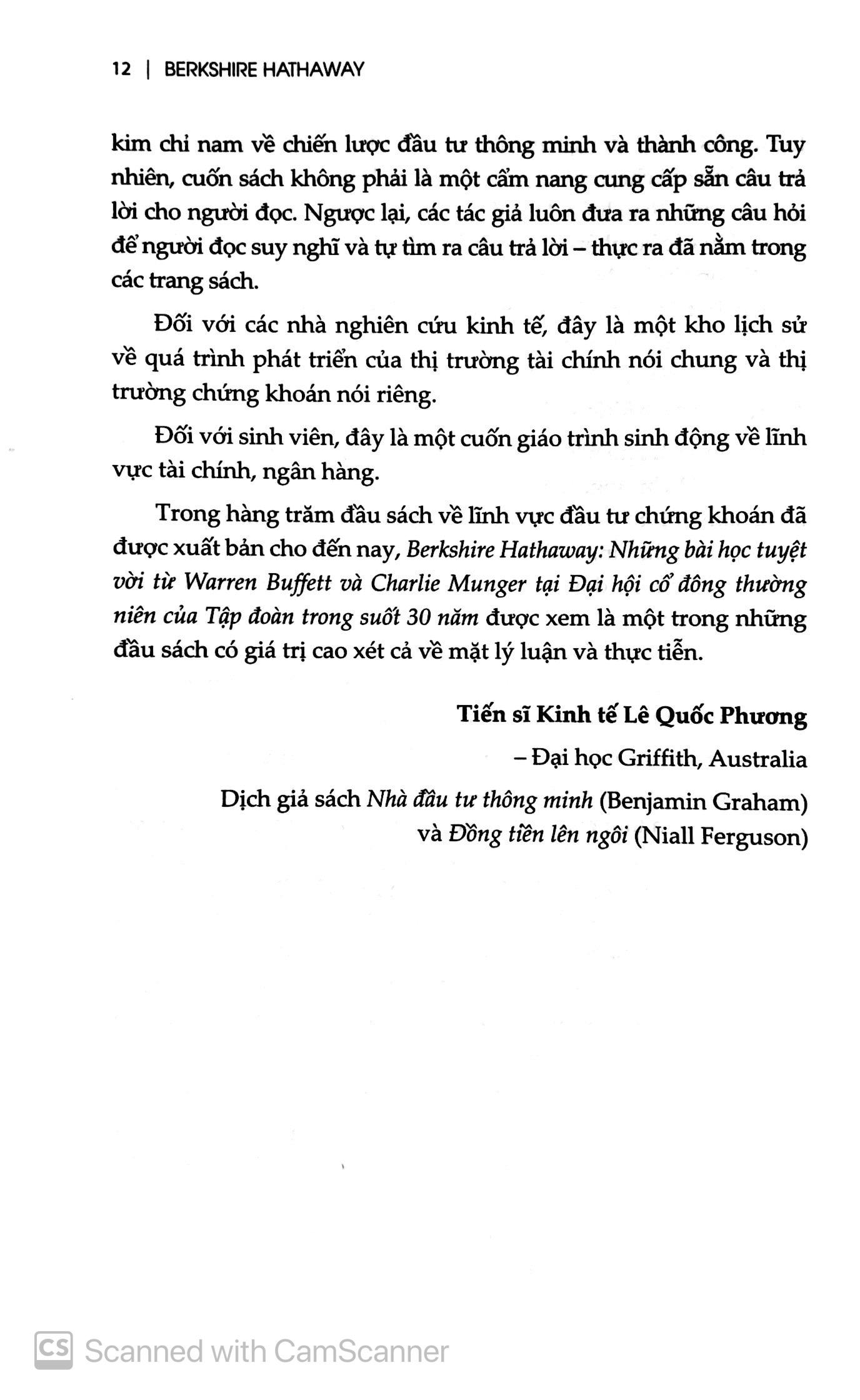 Berkshire Hathaway: Những Bài Học Tuyệt Vời Từ Warren Buffett Và Charlie Munger Tại Đại Hội Cổ Đông Thường Niên Của Tập Đoàn Trong Suốt 30 Năm (Tái Bản 2023)