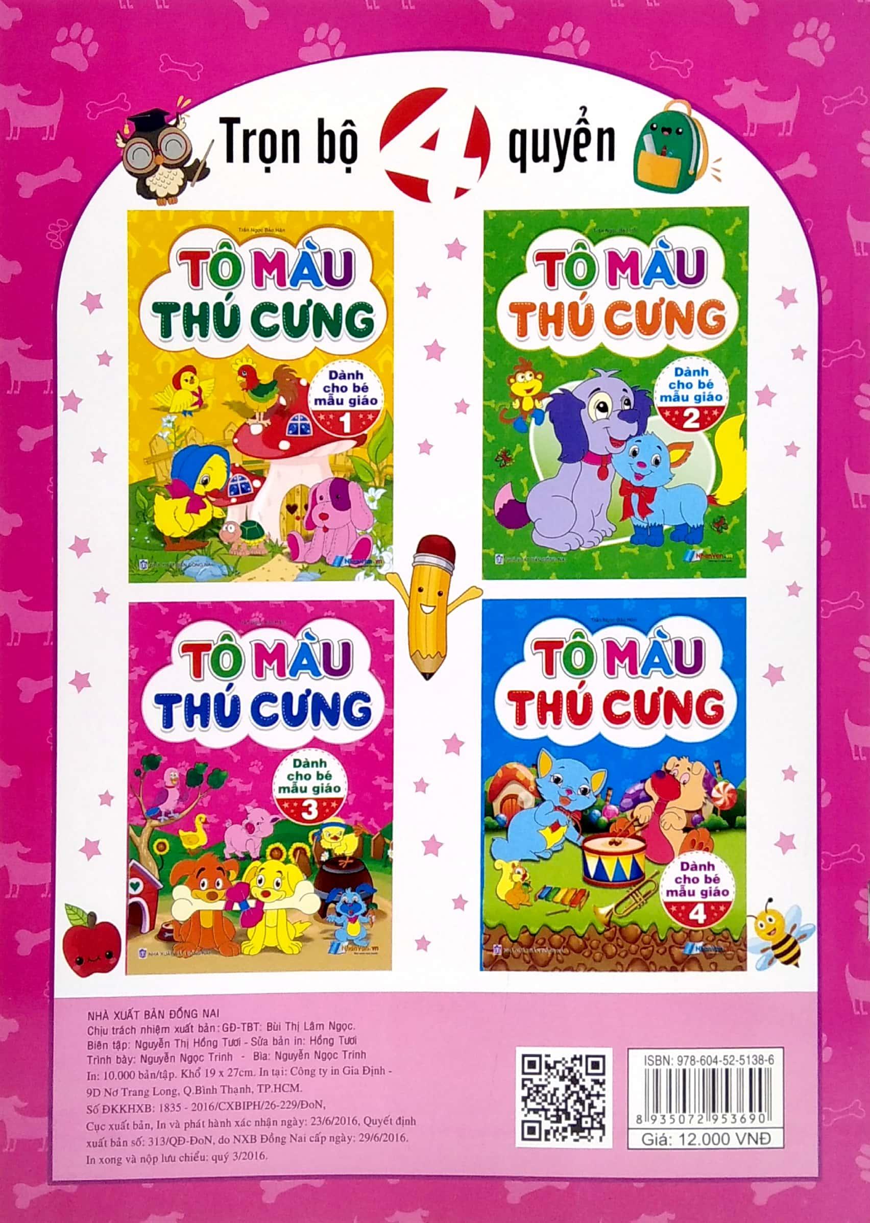Tô Màu Thú Cưng Tập 3 (Dành Cho Bé Mẫu Giáo)