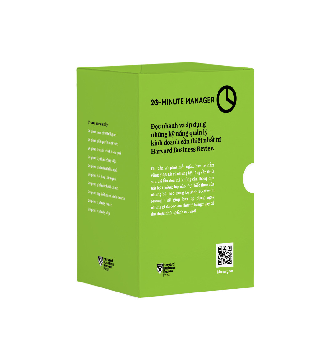 Trạm Đọc | Combo Harvard Business Review: HBR 20 phút: Làm Chủ Thời Gian + Giải Quyết Mọi Việc + Thuyết Trình Hiệu Quả + Ủy Thác Công Việc + Phản Hồi Hiệu Quả + Hội Họp Hiệu Quả + Phân Tích Tài Chính + Lập Kế Hoạch Kinh Doanh + Quản Lý Dự Án + Quản Lý Sếp