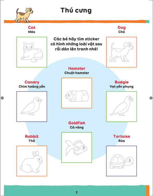 Sách - First Words Learn, Stick & Color - Học, Dán Và Tô Màu - ndbooks