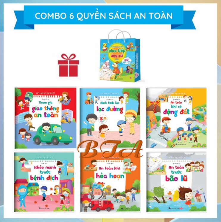 Bộ sách Cẩm nang an toàn dành cho bé từ 3 - 12 tuổi (6 cuốn) - Tặng một cuốn truyện tranh kỹ năng sống - Sách online Bùi Thị Anh
