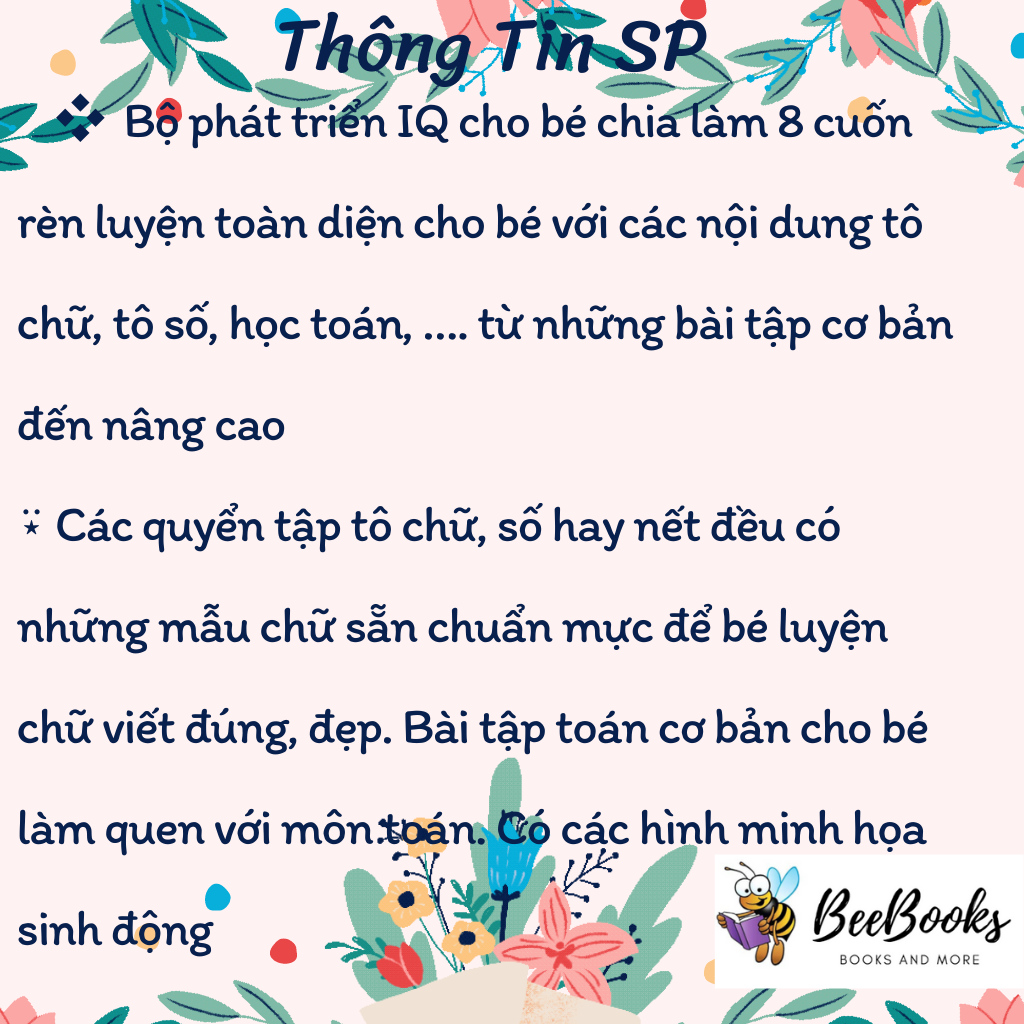 Sách Phát Triển IQ Cho Bé Làm Quen Toán Học Và Tập Tô Màu- Bộ 8 Quyển cho trẻ từ 5-6 tuổi