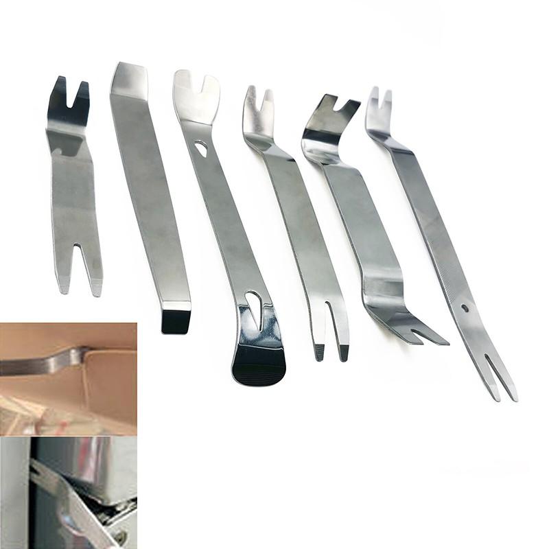 Set 6 công cụ bằng kim loại tháo gỡ đồ nội thất ô tô, táp lô, tháo cần số, tháo vô lăng xe hơi xịn