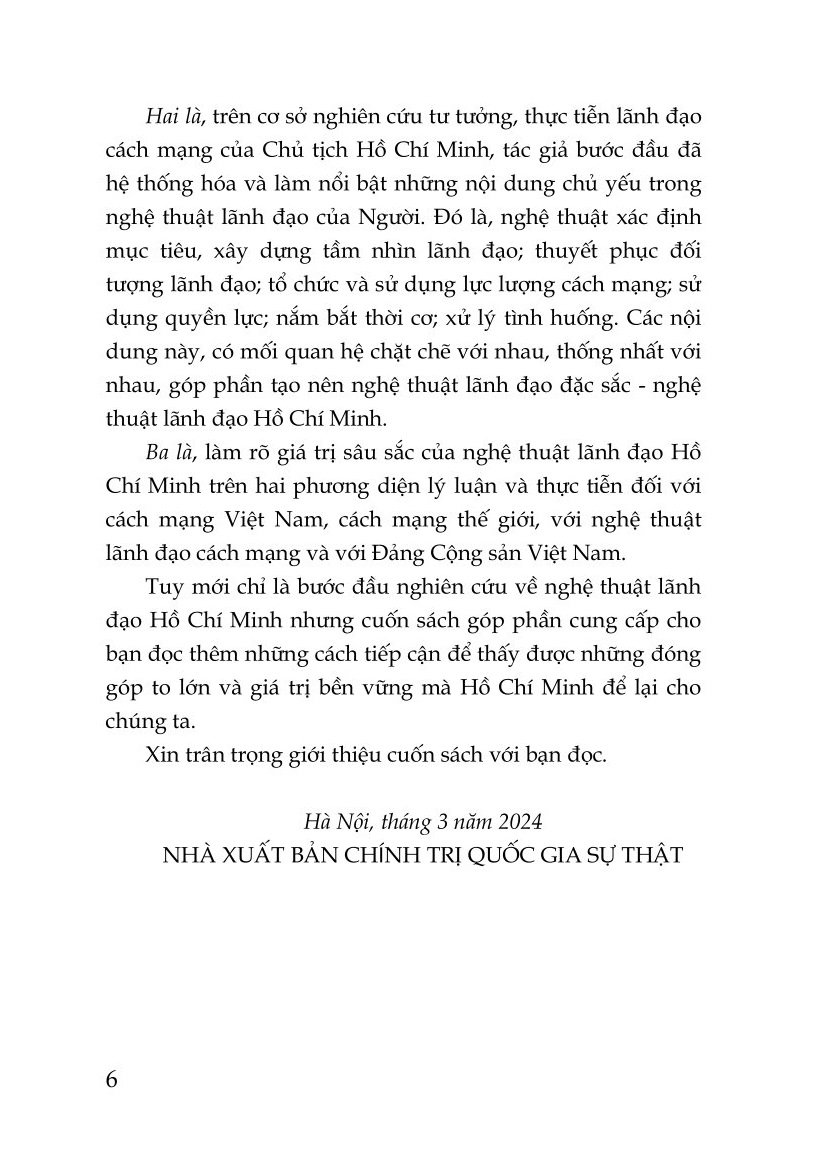 Nghệ thuật lãnh đạo Hồ Chí Minh ( bản in 2024)