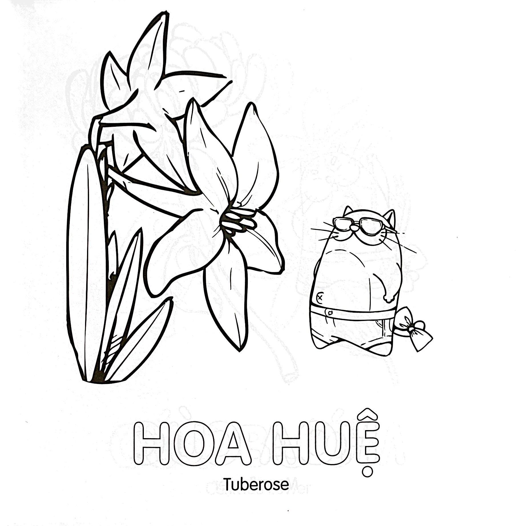 Tô Màu Cùng Mèo Thông Thái - Song Ngữ Việt-Anh - Hoa (Dành Cho Trẻ Từ 3-5 Tuổi)