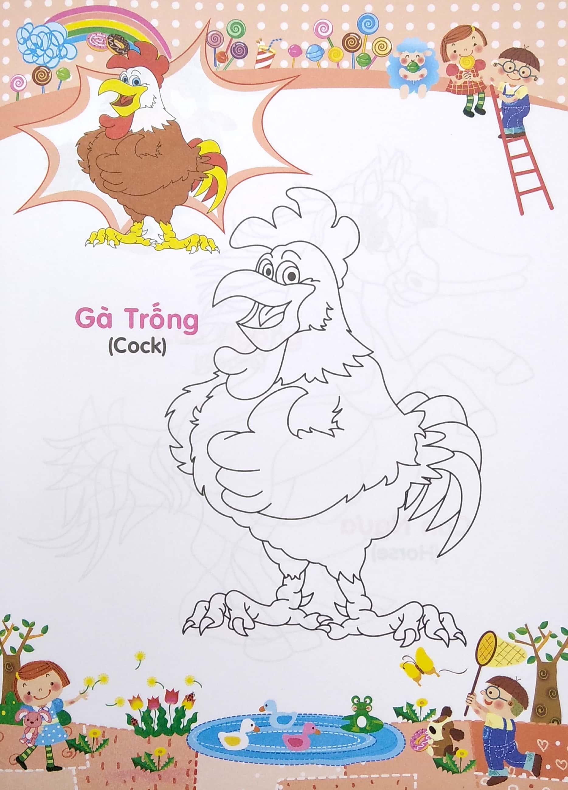 Bé Tập Tô Màu Và Học Tiếng Anh Theo Chủ Đề - Động Vật Nuôi