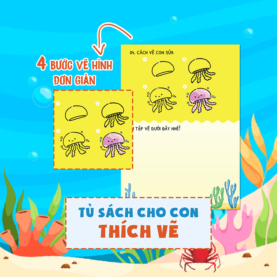 DINO tập vẽ - 4 bước vẽ đơn giản Sinh Vật Biển