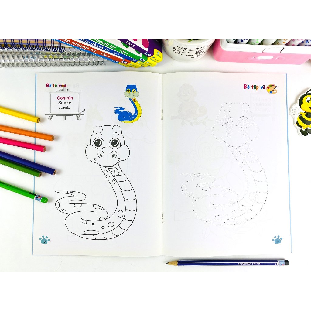 Sách - Bộ 9 cuốn Bé tập làm họa sĩ - Bé tô màu (Song ngữ Anh VIết) - ndbooks