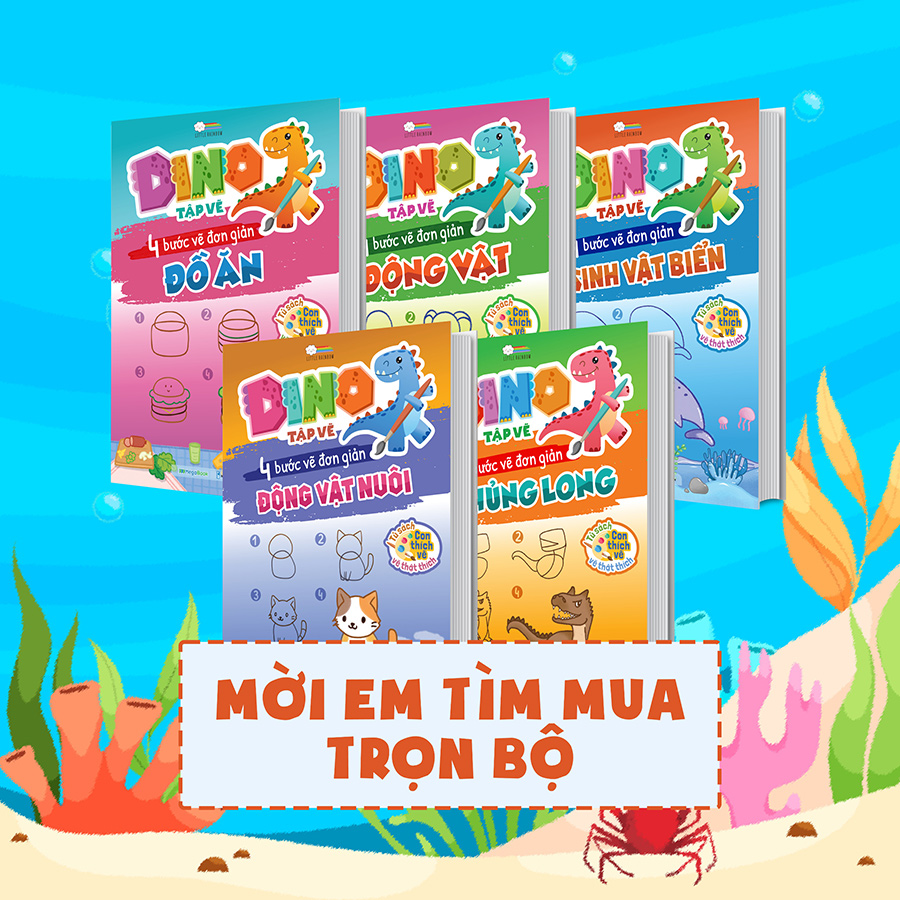 DINO tập vẽ - 4 bước vẽ đơn giản Sinh Vật Biển