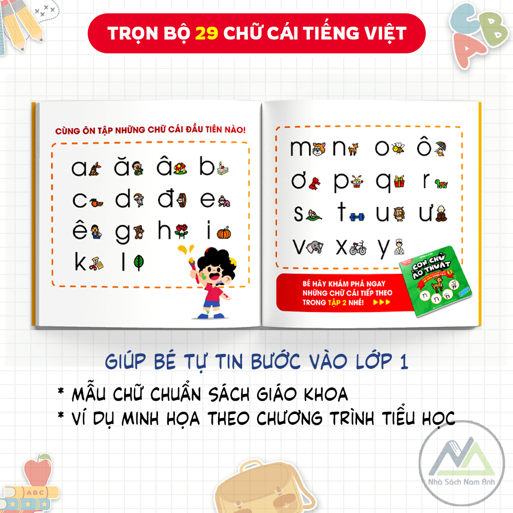 Combo Sách Làm Quen Chữ Cái Tiếng Việt - Tập 1 + 2 TẶNG BỘ BÚT SÁP MÀU THIÊN LONG - Tác giả Dr. Pencil & Rose