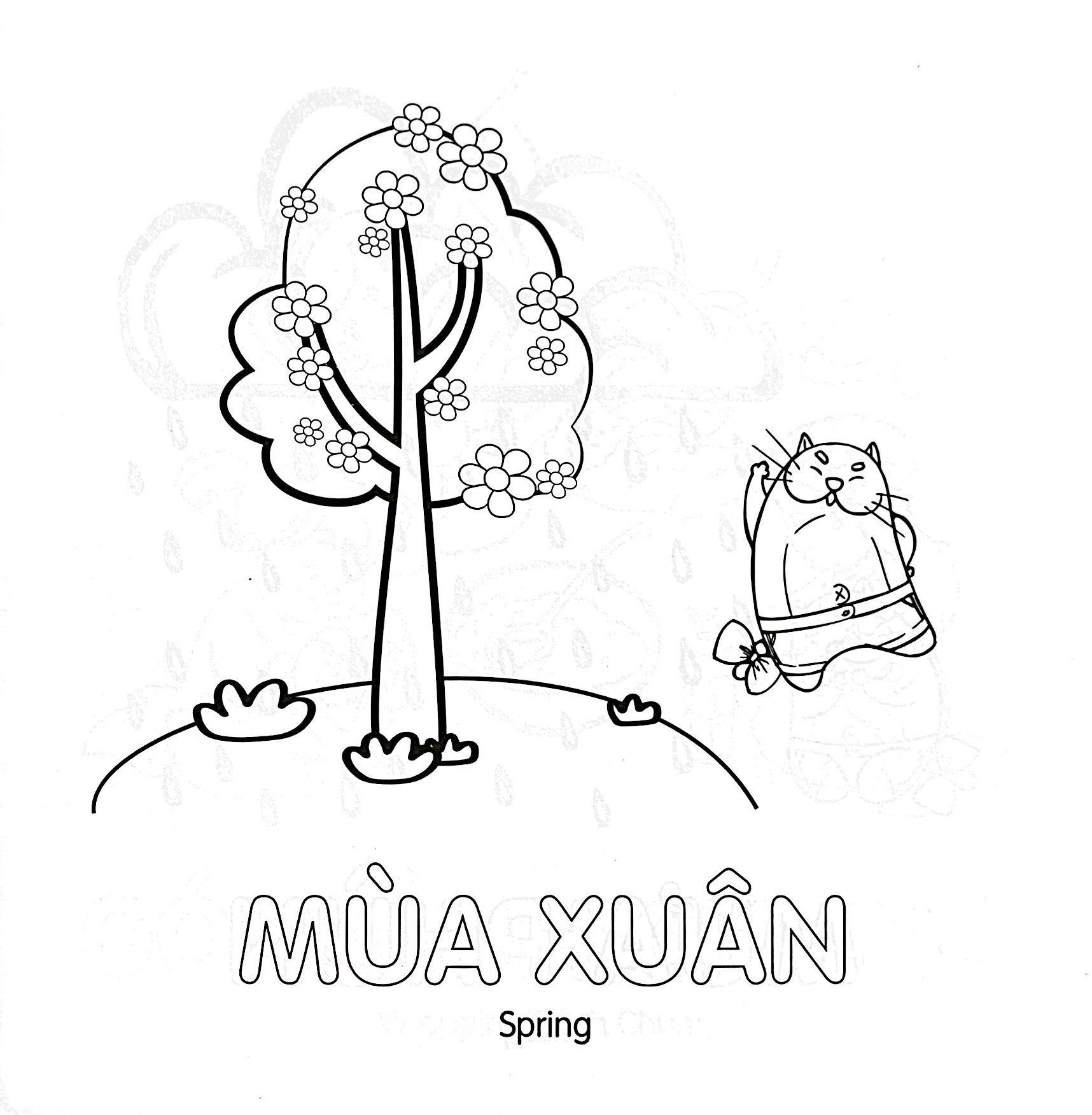Tô Màu Cùng Mèo Thông Thái - Song Ngữ Việt-Anh - Bốn Mùa (Dành Cho Trẻ Từ 3-5 Tuổi)