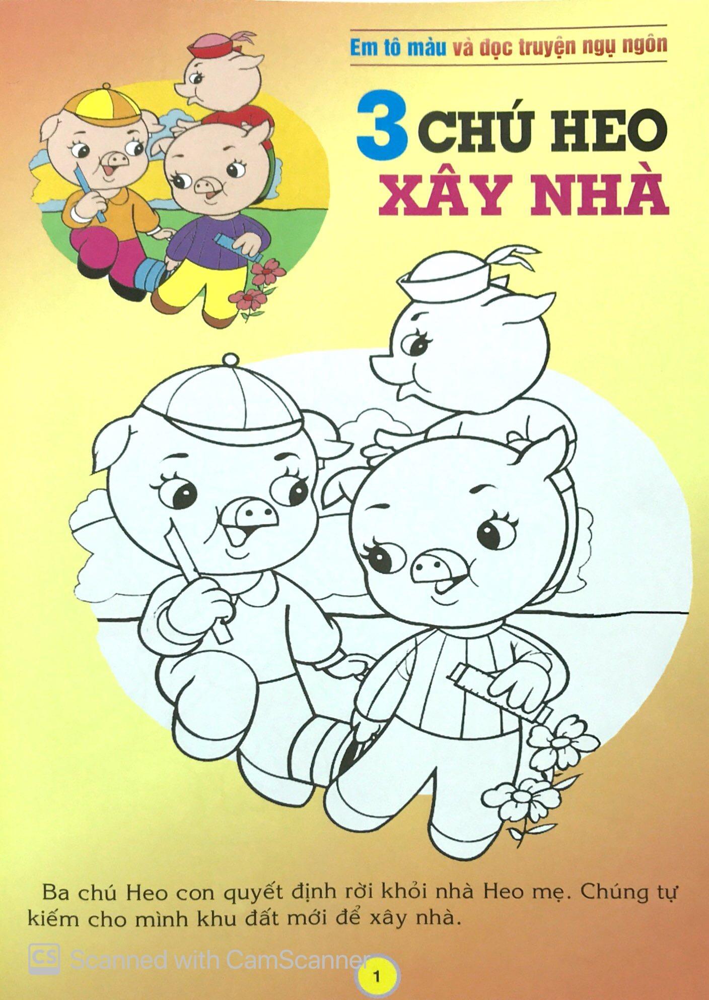 Em Đọc Ngụ Ngôn Và Tô Màu: 3 Chú Heo Xây Nhà