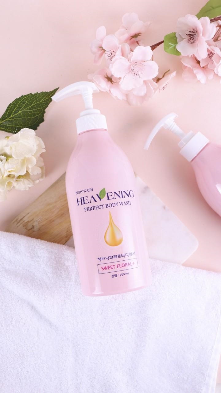 Bộ 01 Dầu Gội & 01 Dầu Xả chăm sóc tóc cao cấp, suôn mượt + 01 Sữa tắm dưỡng ẩm, làm trắng da toàn thân Hàn Quốc Heavening Perfect 750ml - Nhập khẩu Hàn Quốc
