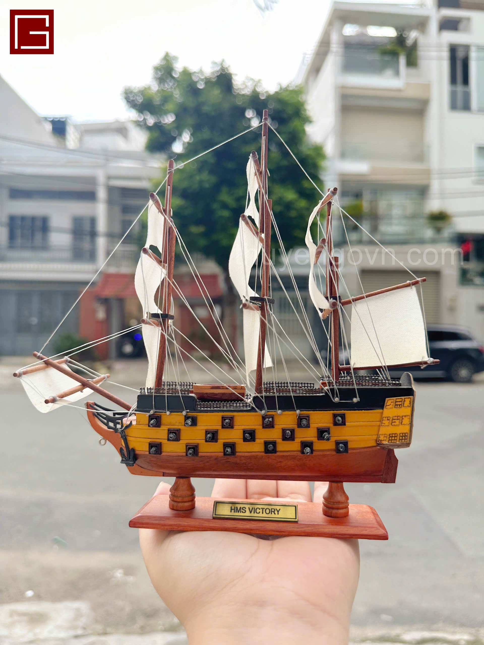 Mô hình thuyền gỗ HMS VICTORY kích thước nhỏ 20cm, thuyền gỗ phong thủy, mô hình trang trí, decor phòng học