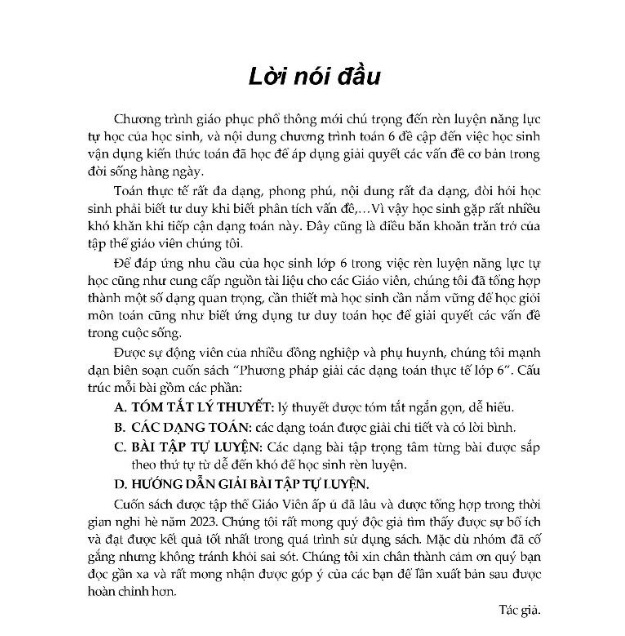 Sách Phương Pháp Giải Các Dạng Toán Thực Tế 6 (Tài Liệu Dùng Chung Cho Các Bộ Sách) (KV)