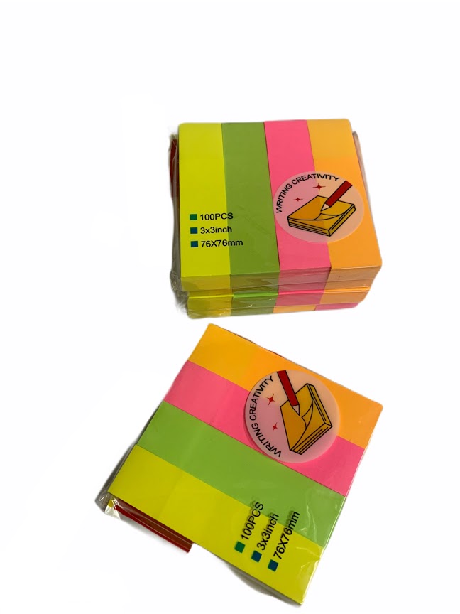 Combo 5 xấp Giấy note dạ quang 4 màu No.GS-02