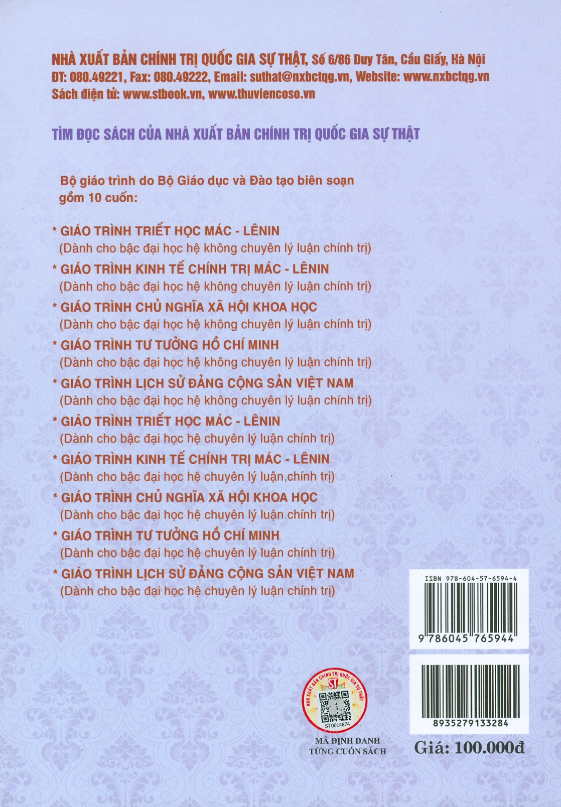 Combo 3 cuốn Giáo Trình Triết Học Mác – Lênin + Giáo Trình Tư Tưởng Hồ Chí Minh + Giáo Trình Chủ Nghĩa Xã Hội Khoa Học (Dành Cho Bậc Đại Học Hệ Không Chuyên Lý Luận Chính Trị) - Bộ mới năm 2021